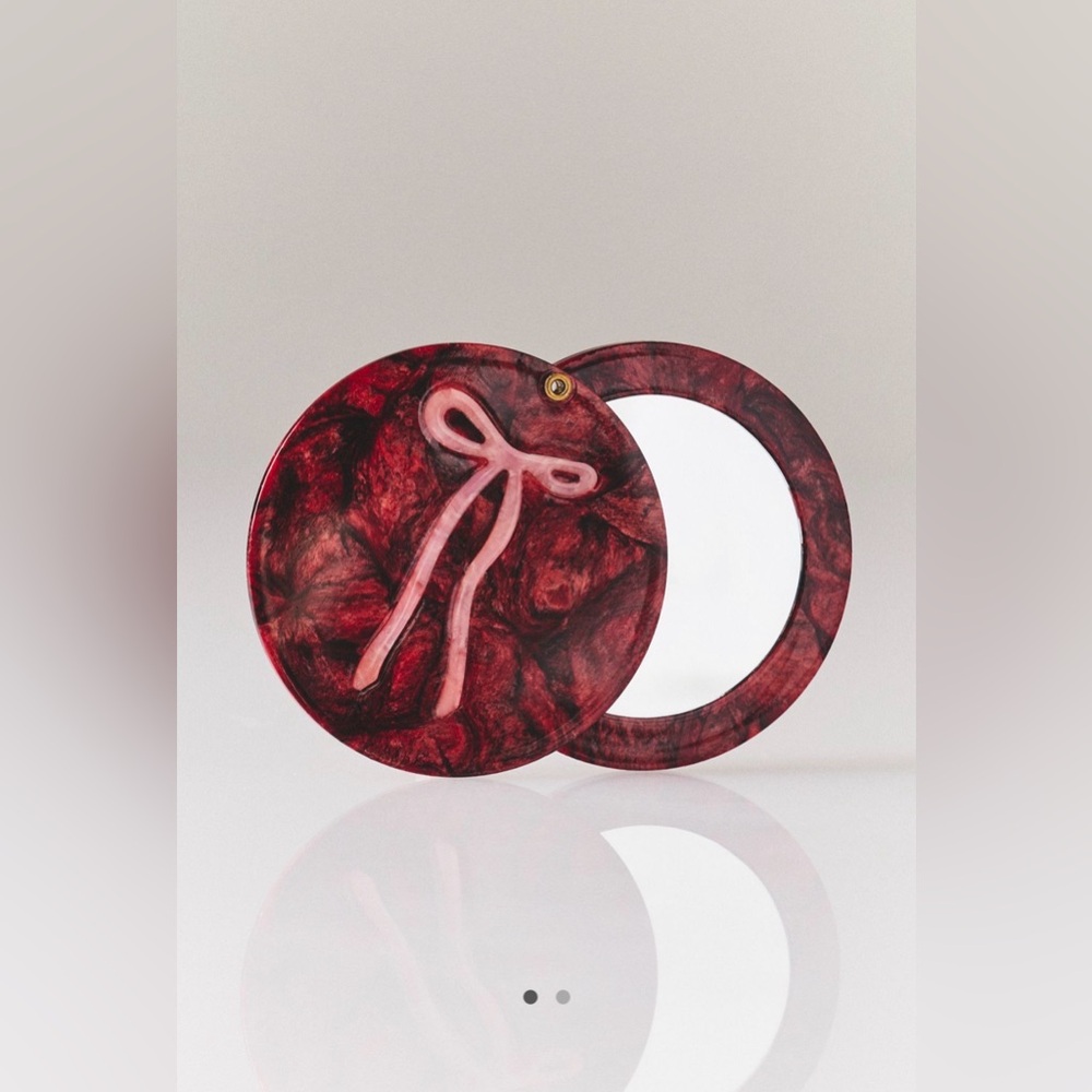 Anthropologie Solar Eclipse Vintage Bow Handpainted Compact Mirror NEW
